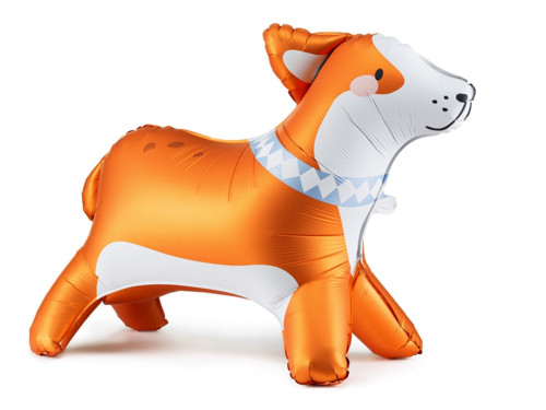 Foil balloon Corgi - orange, 88 x 70 cm