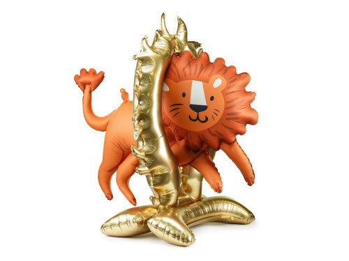 Foil balloon Lion - orange, 97 x 97 cm