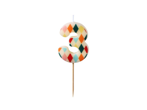 Birthday candle, number 3 - rhomb, 5,5 cm
