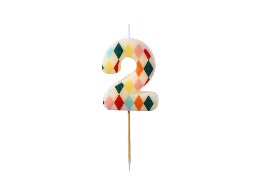 Birthday candle, number 2 - rhomb, 5,5 cm