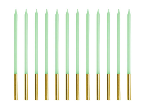 Birthday candles - light green, 14 cm, 12 pcs.