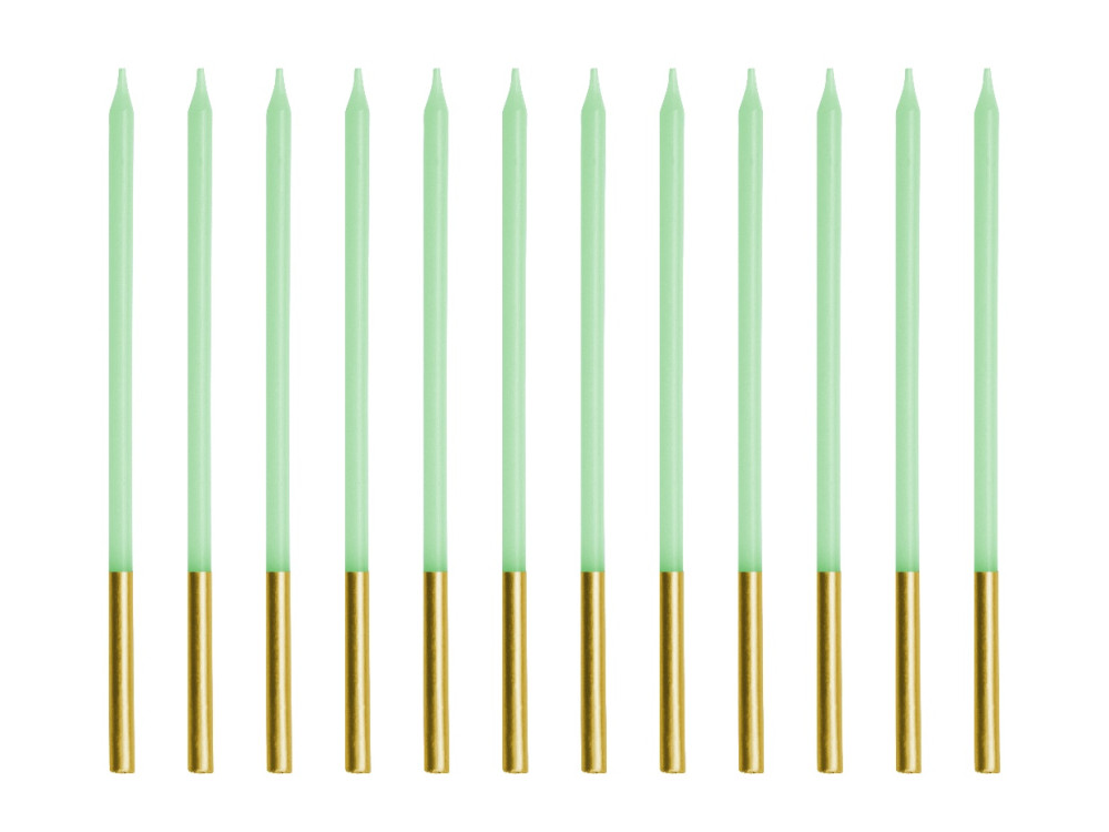 Birthday candles - light green, 14 cm, 12 pcs.