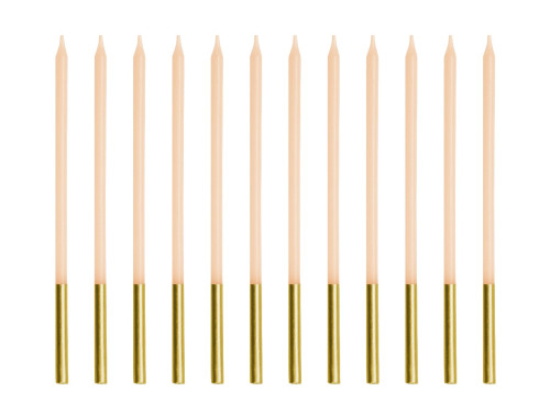 Birthday candles - beige, 14 cm, 12 pcs.