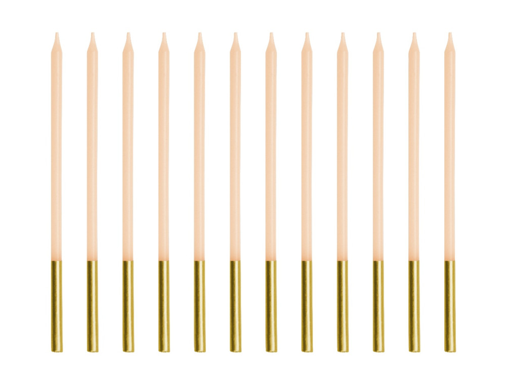 Birthday candles - beige, 14 cm, 12 pcs.
