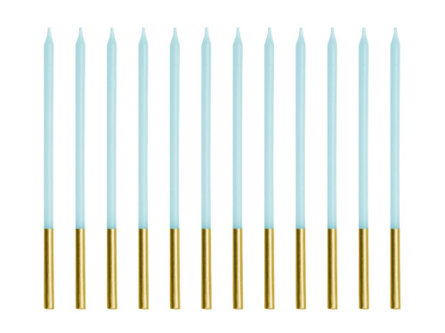 Birthday candles - light blue, 14 cm, 12 pcs.