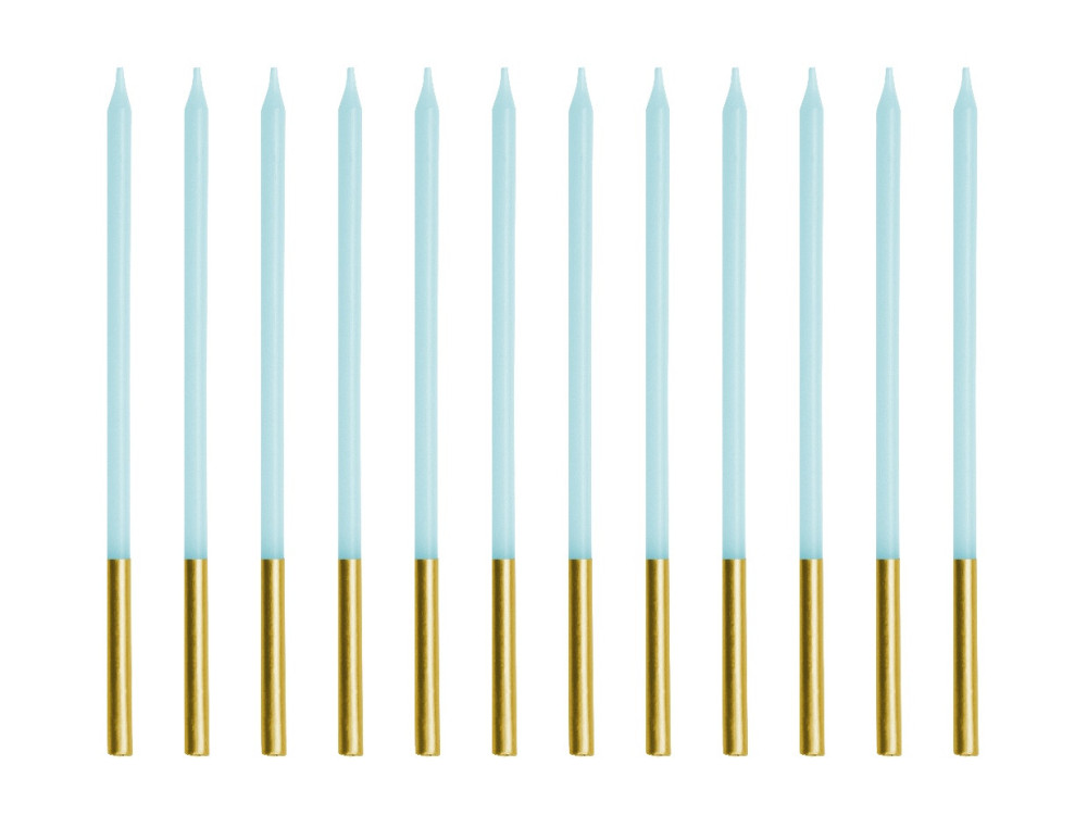 Birthday candles - light blue, 14 cm, 12 pcs.