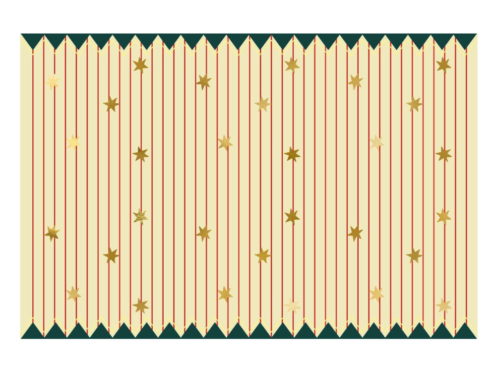 Paper tablecloth Stripes and stars - beige, 180 x 120 cm