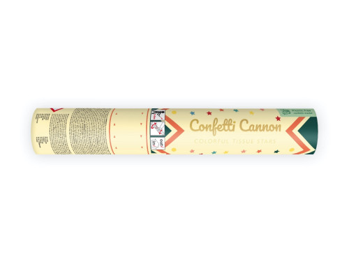 Confetti cannon Circus - stars, colorful, 20 cm