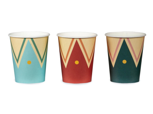Paper cups Circus - colorful, 220 ml, 6 pcs.