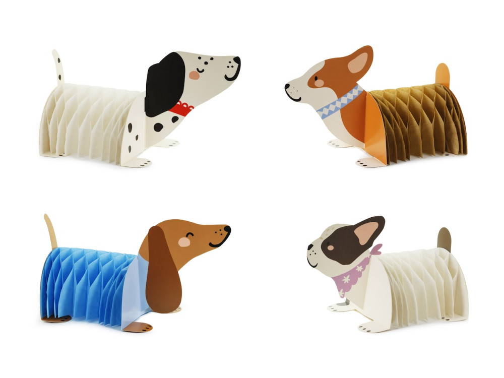 Honeycomb paper decorations Dogs - 4 pcs.