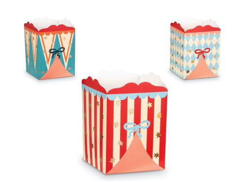 Decorative snack boxes Circus - 8 x 11,5 x 8 cm, 6 pcs.