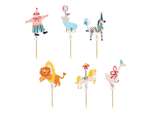 Cupcakes and cakes toppers Circus - 9 x 6,5 cm, 6 pcs.