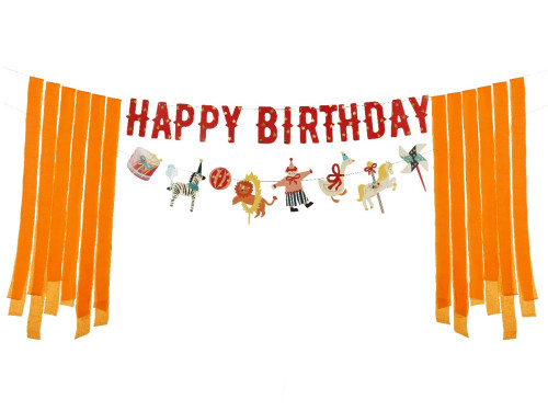 Baner Happy Birthday Cyrk - czerwony, 2,75 m