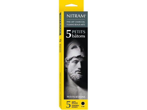 Petits Bâtons fine art charcoal - Nitram - B, Soft, 6 mm, 5 pcs.
