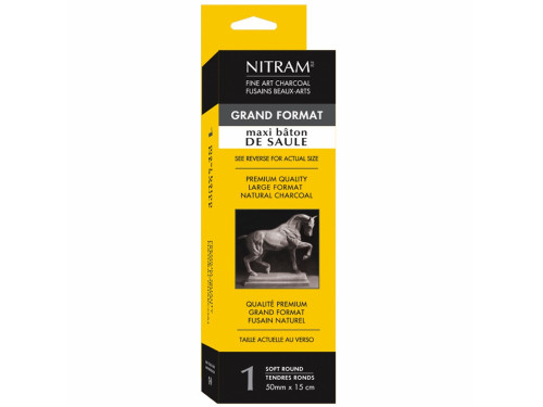 Maxi Bâton de Saule fine art charcoal - Nitram - B, Soft, 50 mm