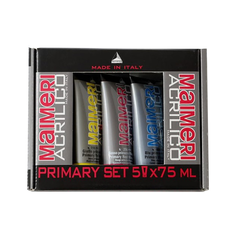 Zestaw farb akrylowych Acrilico Primary - Maimeri - 5 x 75 ml