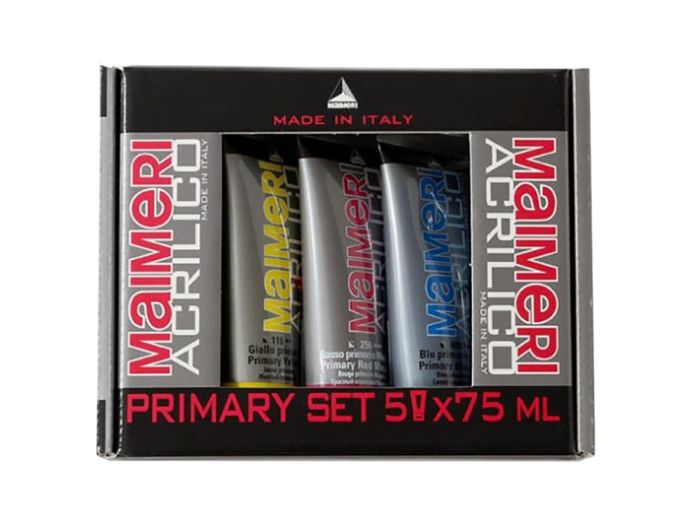 Set of Acrilico Primary paints - Maimeri - 5 x 75 ml