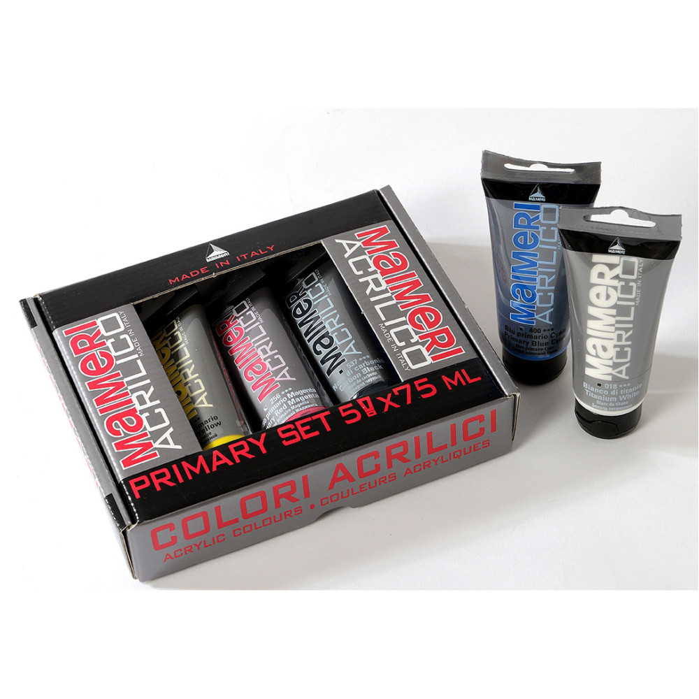 Set of Acrilico Primary paints - Maimeri - 5 x 75 ml