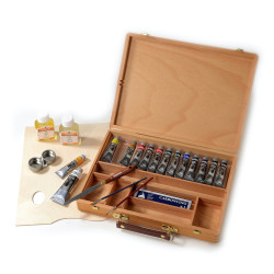 Set of Classico oil paints in wooden box - Maimeri - 13 x 20 ml