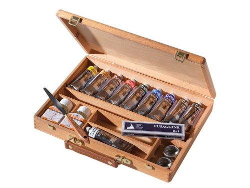 Set of Classico oil paints in wooden box - Maimeri - 10 x 60 ml