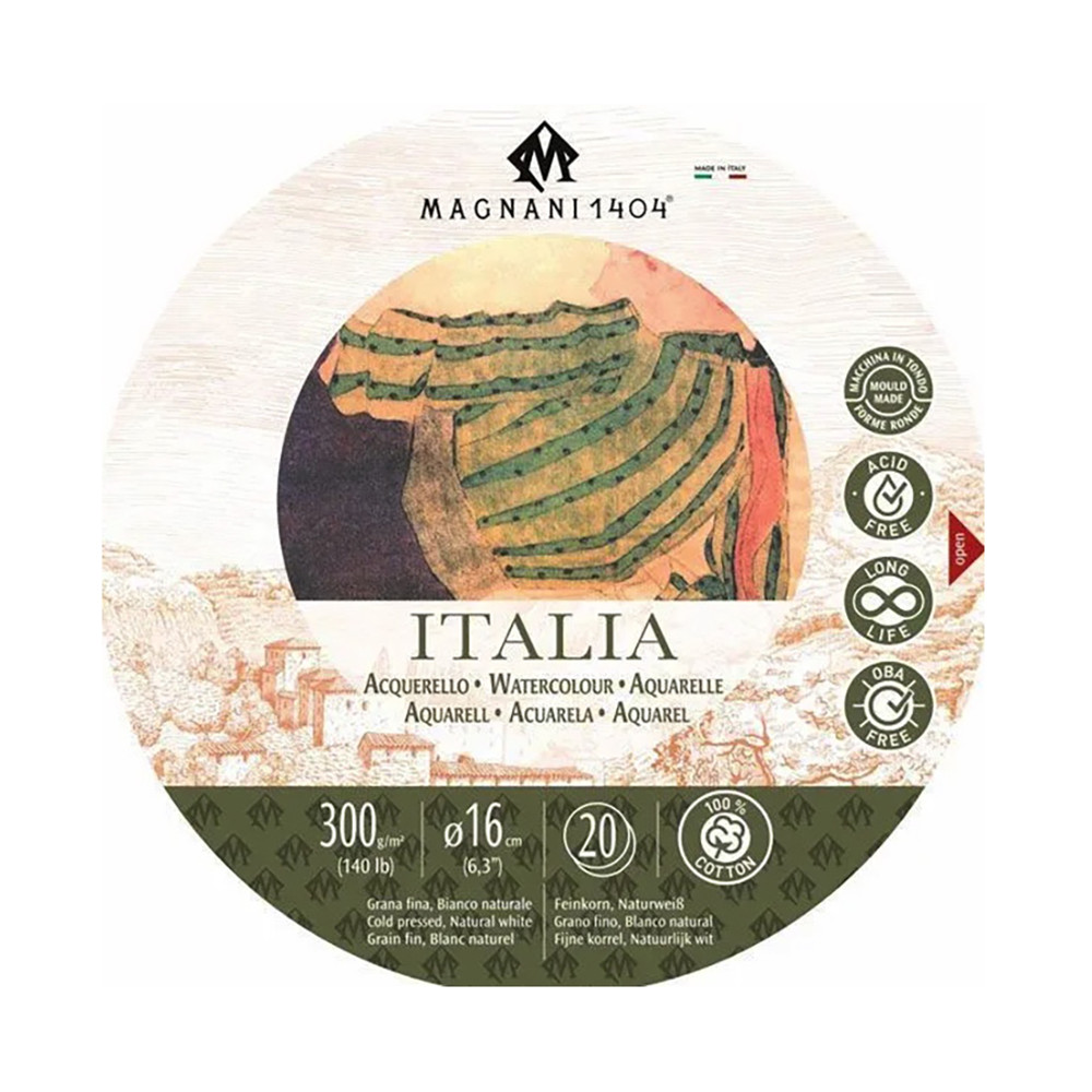 Blok do akwareli bawełniany Italia 16 cm - Magnani 1404 - cold pressed, 300 g, 20 ark.
