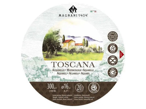 Blok do akwareli bawełniany Toscana 16 cm - Magnani 1404 - rough, 300 g, 20 ark.