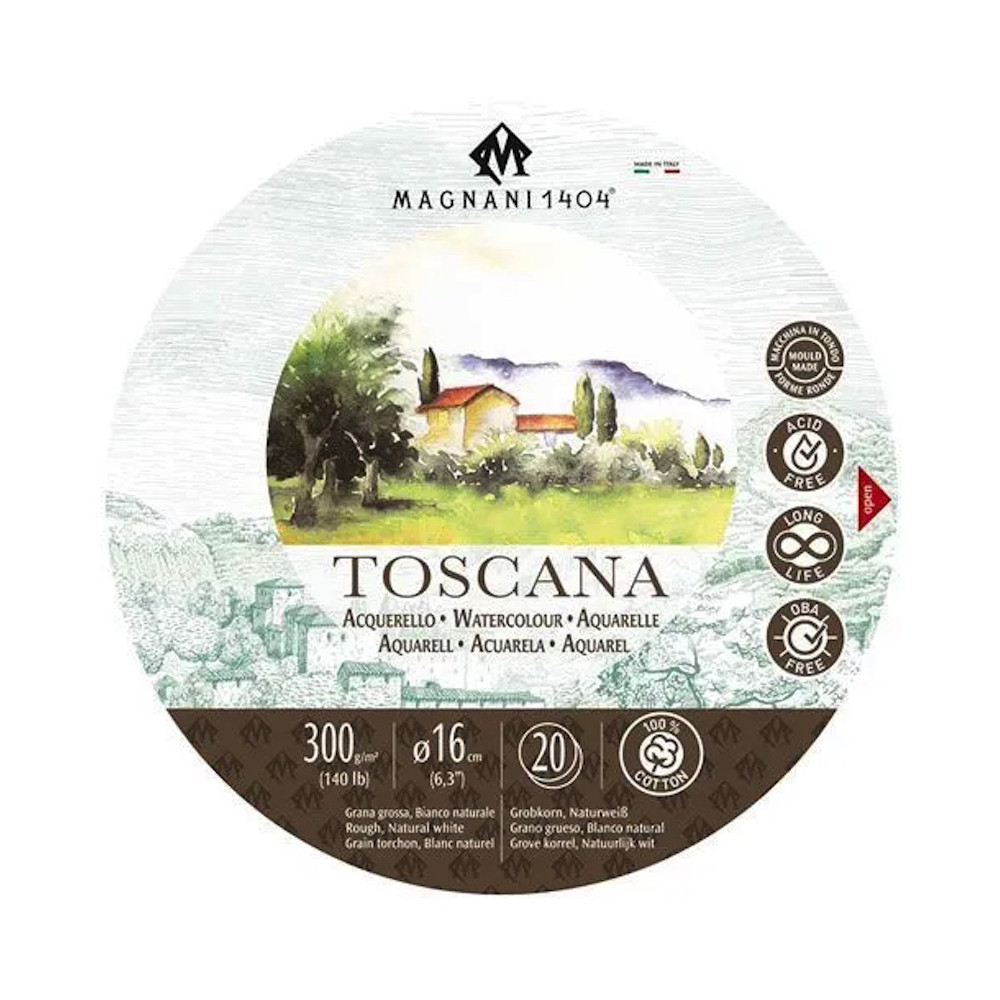 Blok do akwareli bawełniany Toscana 16 cm - Magnani 1404 - rough, 300 g, 20 ark.
