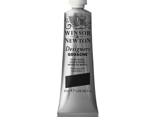 Farba gwasz Designers Gouache - Winsor & Newton - Ivory Black, 37 ml