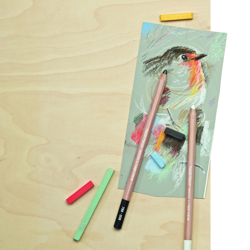 Set of dry Pastel Pencils in wooden case - Caran d'Ache - 84 pcs.