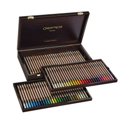 Set of dry Pastel Pencils in wooden case - Caran d'Ache - 84 pcs.