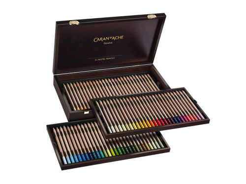 Set of dry Pastel Pencils in wooden case - Caran d'Ache - 84 pcs.