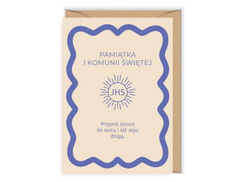 Kartka okolicznościowa 12 x 17 cm - Cudowianki - Komunia IHS