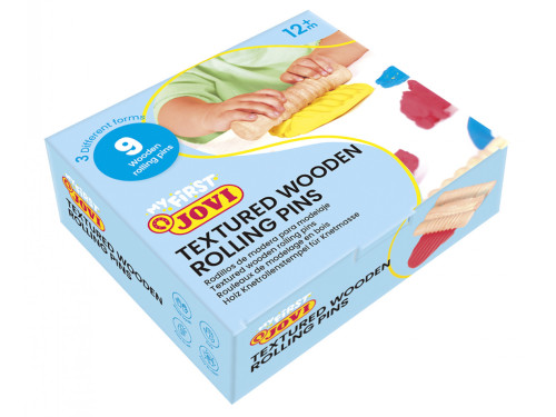 Set of textured wooden Rolling pins for modeling clay - Jovi - 9 pcs.