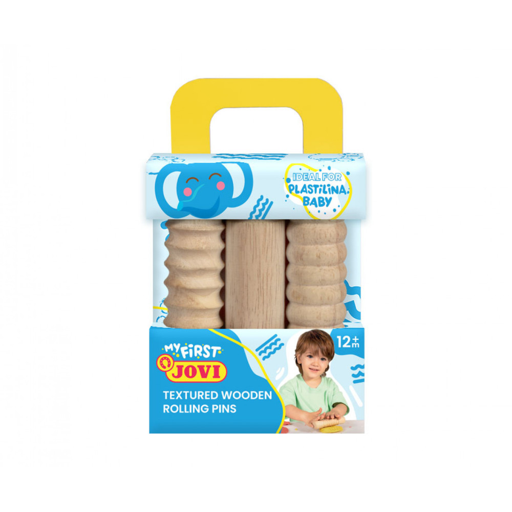 Set of textured wooden Rolling pins for modeling clay - Jovi - 3 pcs.