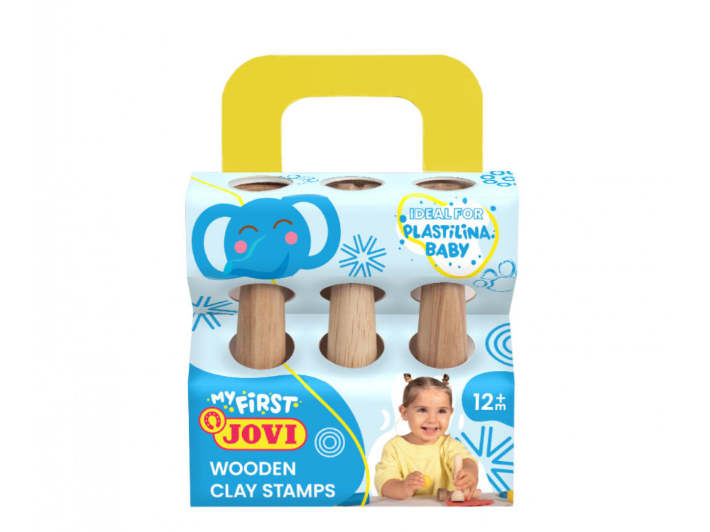 Zestaw drewnianych stempli do plasteliny - Jovi - 3 szt.