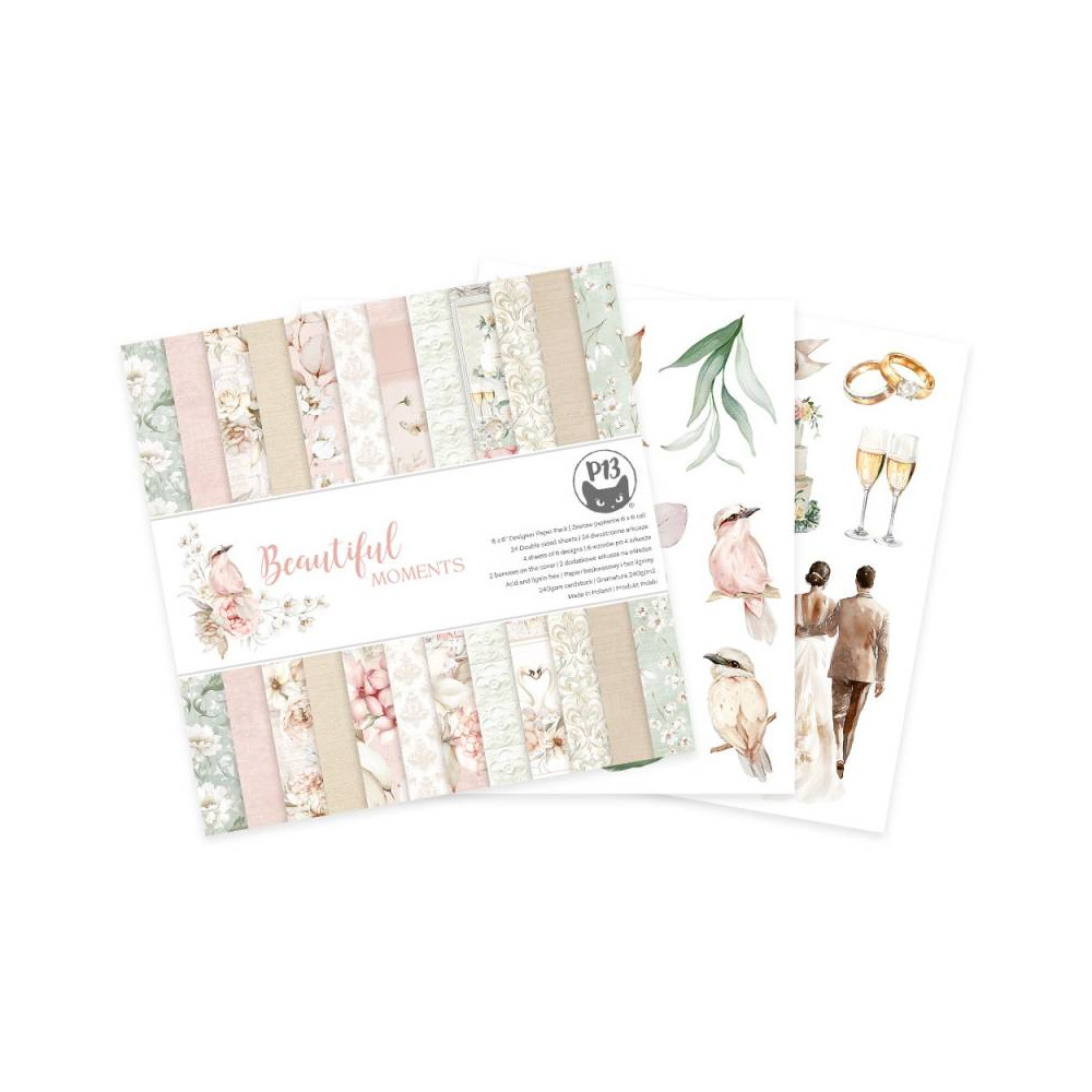 Set of scrapbooking papers 15,3 x 15,3 cm - Piątek Trzynastego - Beautiful Moments