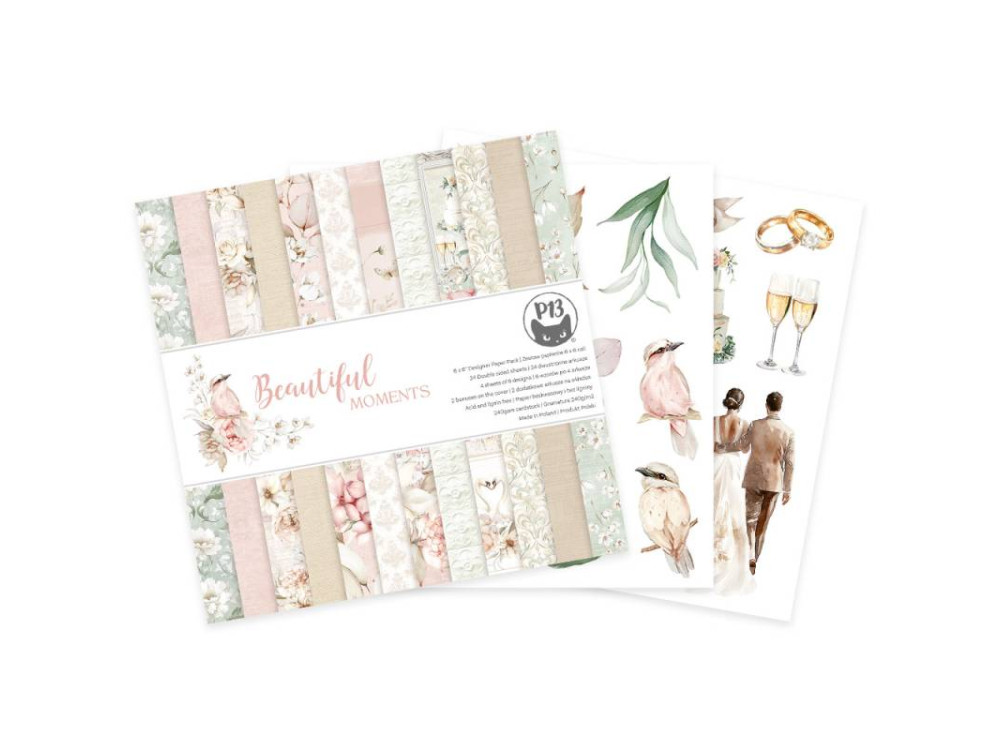 Set of scrapbooking papers 15,3 x 15,3 cm - Piątek Trzynastego - Beautiful Moments