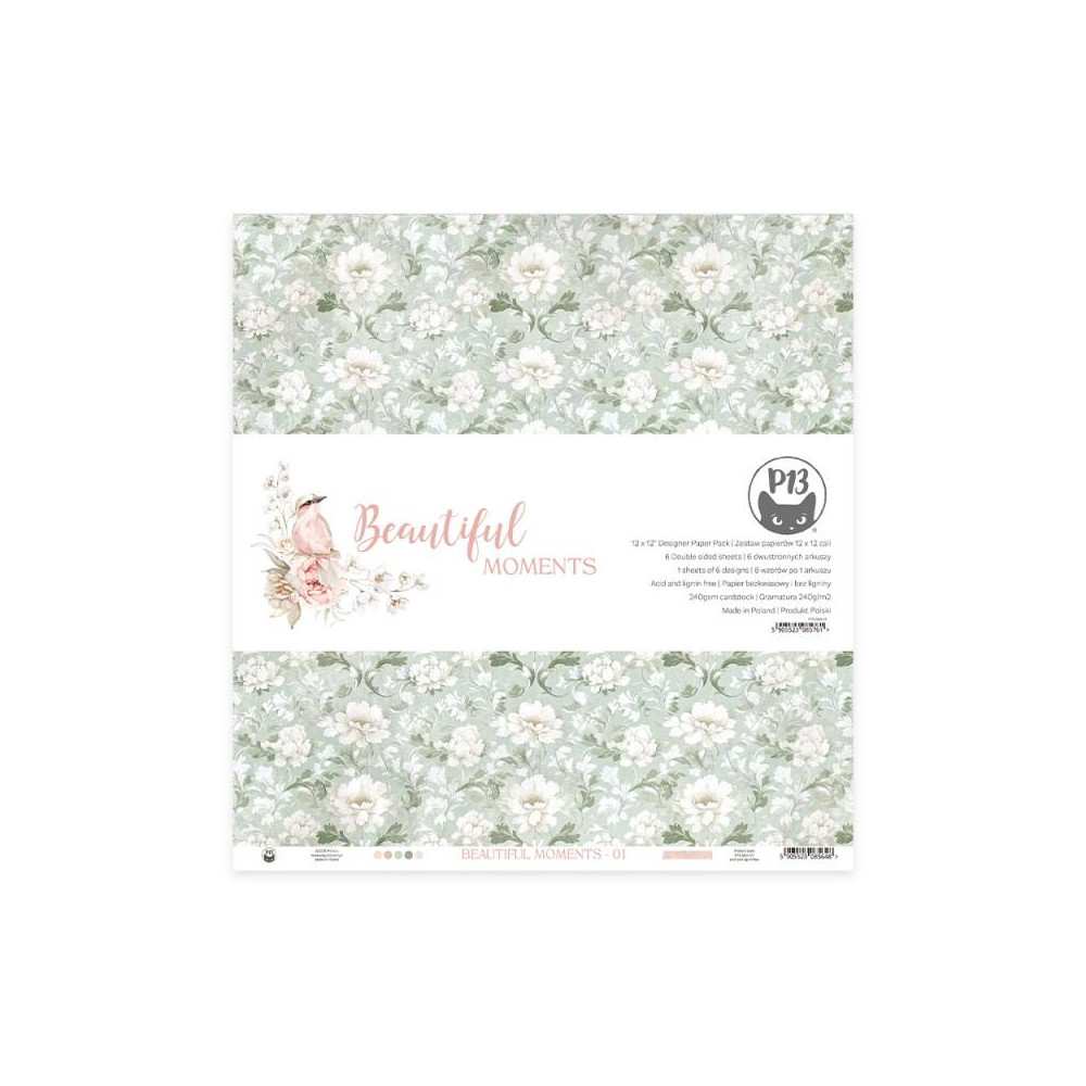 Set of scrapbooking papers 30,5 x 30,5 cm - Piątek Trzynastego - Beautiful Moments
