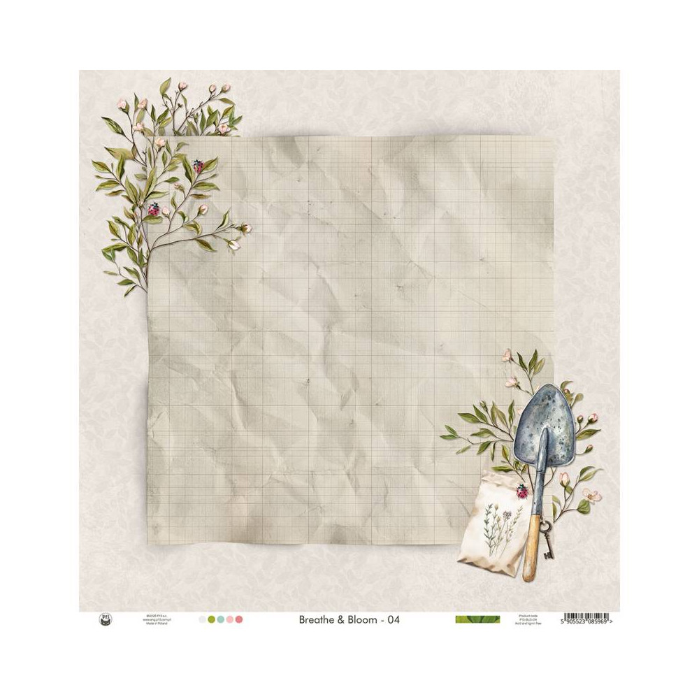 Papier do scrapbookingu 30,5 x 30,5 cm - Piątek Trzynastego - Breathe and Bloom 04