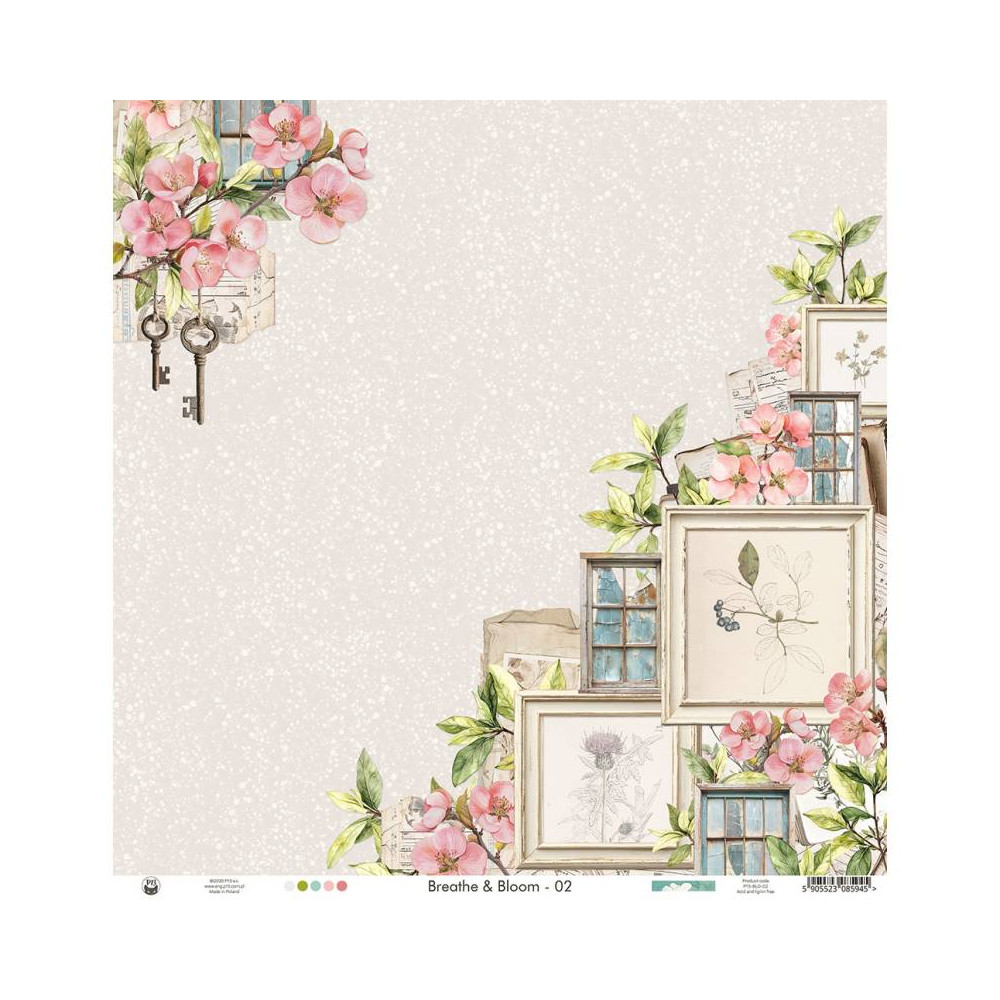Papier do scrapbookingu 30,5 x 30,5 cm - Piątek Trzynastego - Breathe and Bloom 02