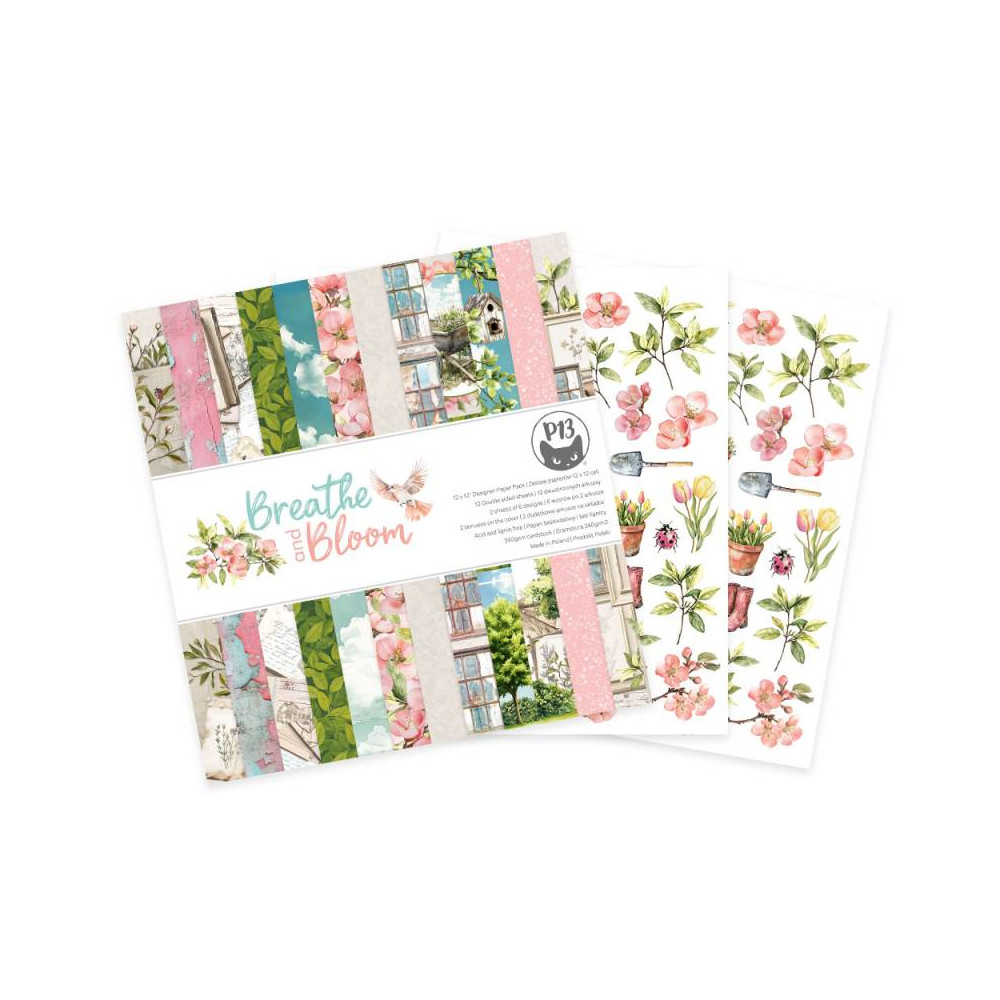 Set of scrapbooking papers 30,5 x 30,5 cm - Piątek Trzynastego - Breathe and Bloom