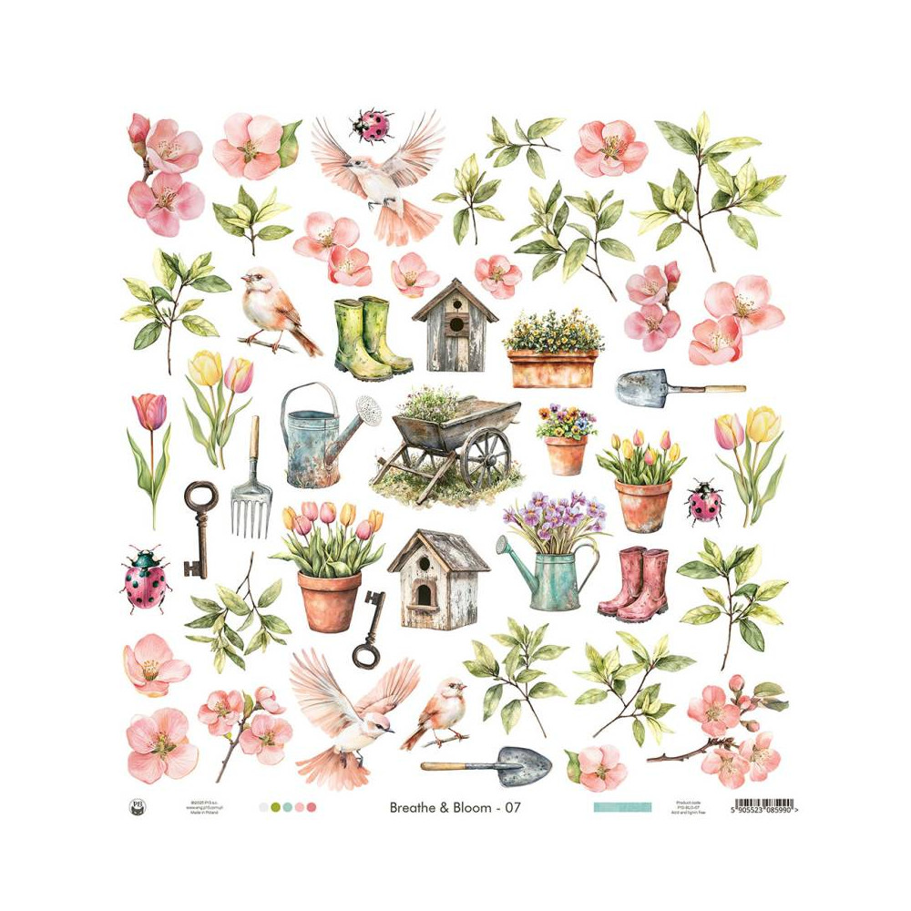 Set of scrapbooking papers 30,5 x 30,5 cm - Piątek Trzynastego - Breathe and Bloom
