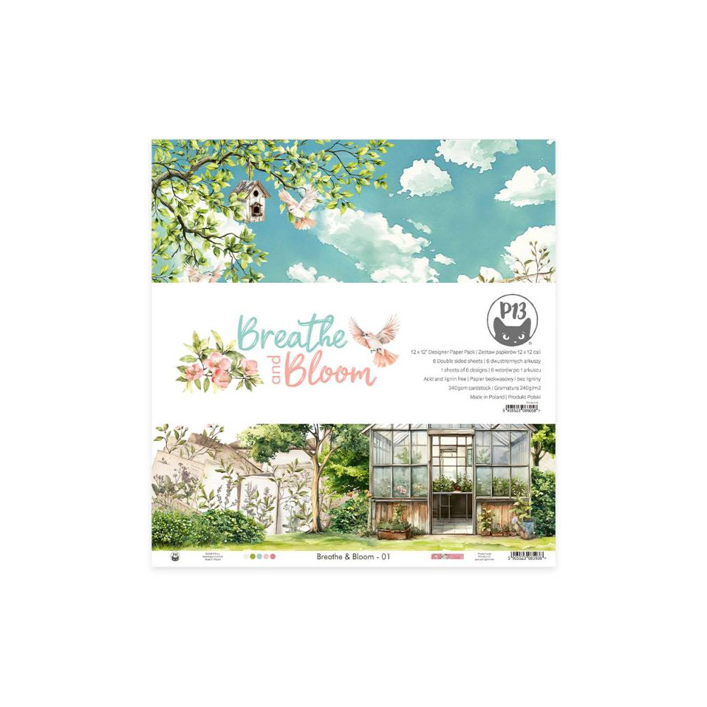 Zestaw papierów do scrapbookingu 30,5 x 30,5 cm - Piątek Trzynastego - Breathe and Bloom