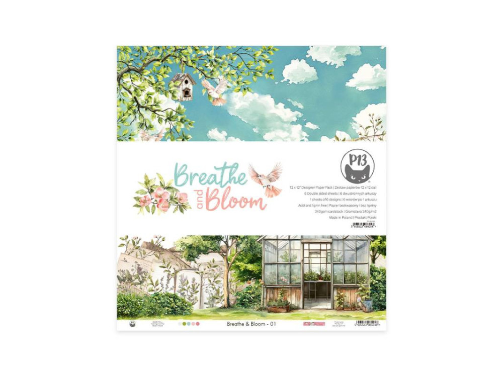 Zestaw papierów do scrapbookingu 30,5 x 30,5 cm - Piątek Trzynastego - Breathe and Bloom