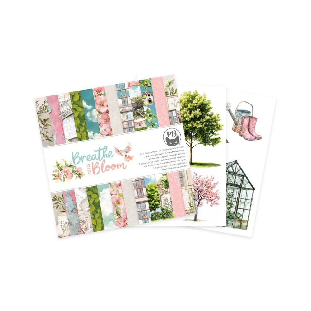 Set of scrapbooking papers 15,3 x 15,3 cm - Piątek Trzynastego - Breathe and Bloom