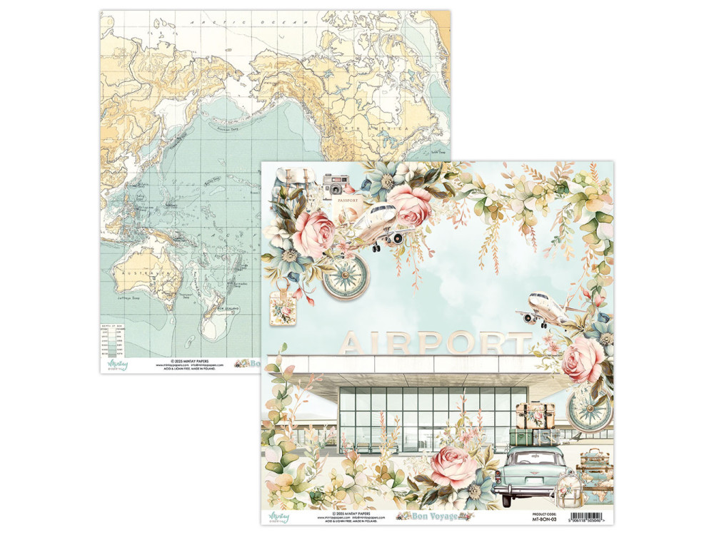 Scrapbooking paper 30,5 x 30,5 cm - Mintay - Bon Voyage 03