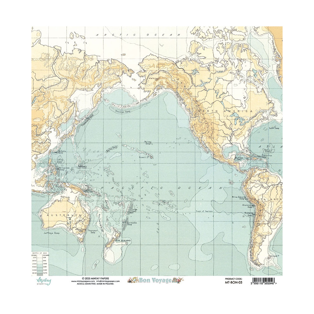 Scrapbooking paper 30,5 x 30,5 cm - Mintay - Bon Voyage 03