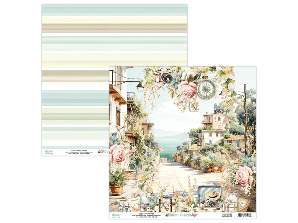 Scrapbooking paper 30,5 x 30,5 cm - Mintay - Bon Voyage 02