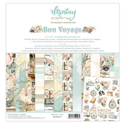 Set of scrapbooking papers 30,5 x 30,5 cm - Mintay - Bon Voyage