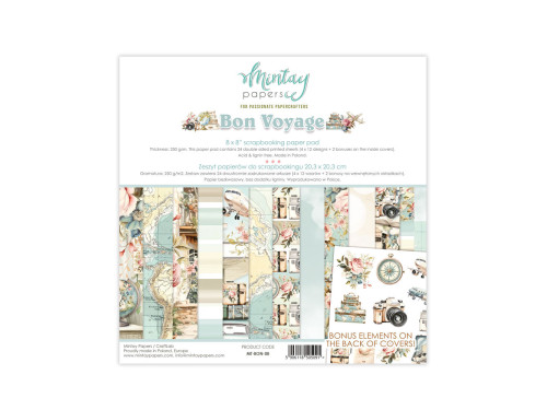 Zestaw papierów do scrapbookingu 20,3 x 20,3 cm - Mintay - Bon Voyage